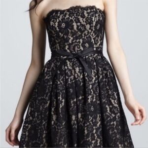 Liberated & Free Black Chantilly Lace Strapless Cocktail Party Dress